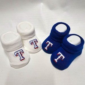 Texas Rangers 0-3 Months Baby Booties 2 Pair MLB Official Licensed NEW